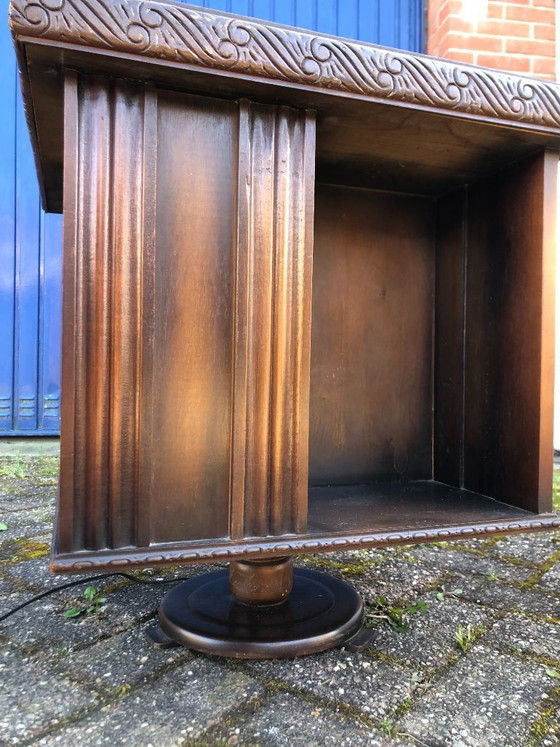 Image 1 of Vintage boekenmolen draaibaar met verlichting - rokers kastje