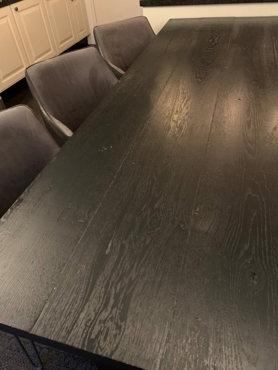 Image 1 of Stylish Black Oak Dining Table XL