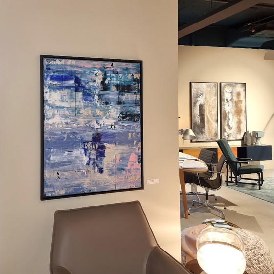 Image 1 of Frances Eckhardt - 70x90 handgeschilderd abstract schilderij modern hedendaags paars tinten