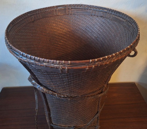 Image 1 of Antique Laos Khmu Tribal Hand Woven Carrying Basket