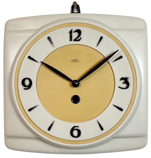 Vintage Beige Bakelite Wall Clock from Prim, 1950s