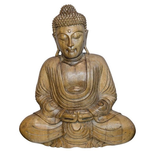 Vintage Hand-Carved Wooden Buddha – Southeast Asia - 118 – beeldhouwkunst