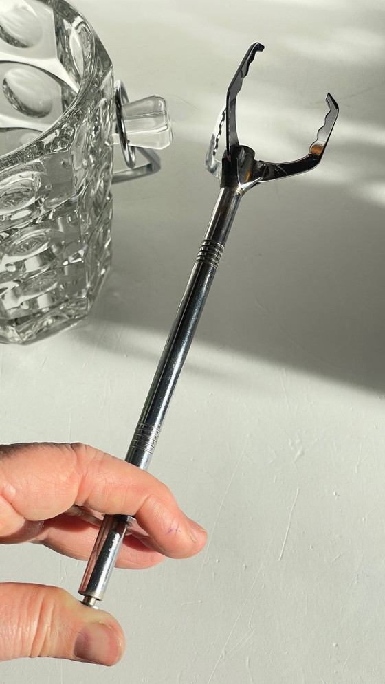 Image 1 of SEAU à Glace Cristal Ciselé et PINCE Vintage