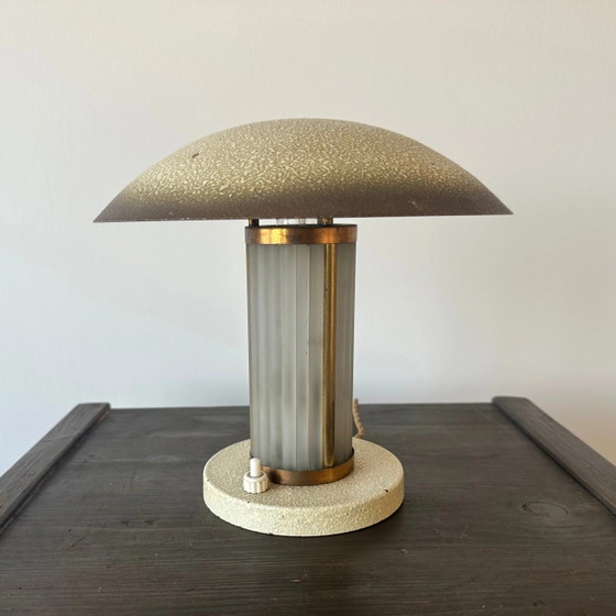 Art Deco Brass & Glass table lamp. France c.1920-30 (photo 2 of 13)