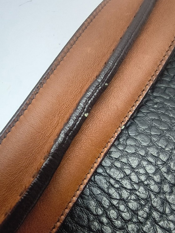 Image 1 of Sac à main Prada en cuir noir/marron brossé or