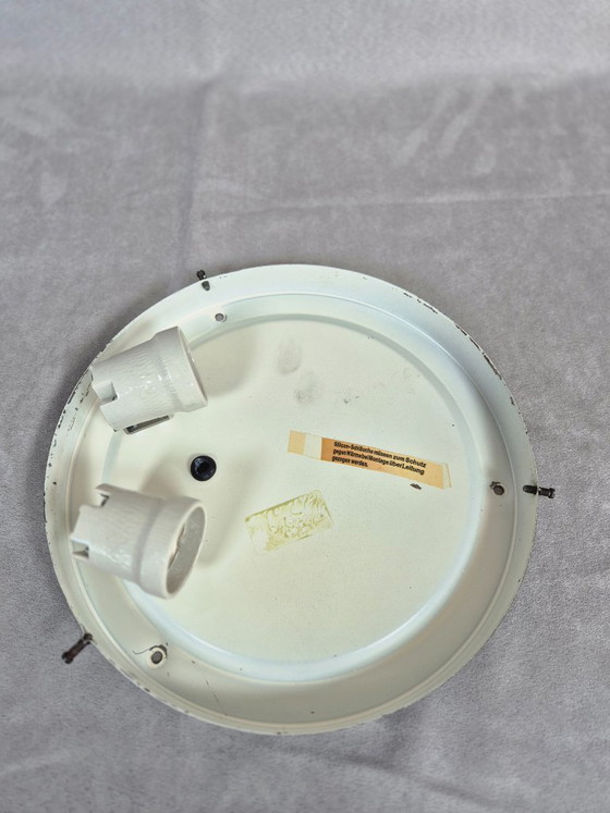 Image 1 of Vintage Pressed Glass Flush Mount Ceiling Light, Mid-Century Style, 2x E27, 29.5 cm