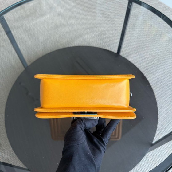 Image 1 of Chanel Boy Small - Kleine Stingray Yellow Mustard Ruthenium Silver Hardware Serie 21