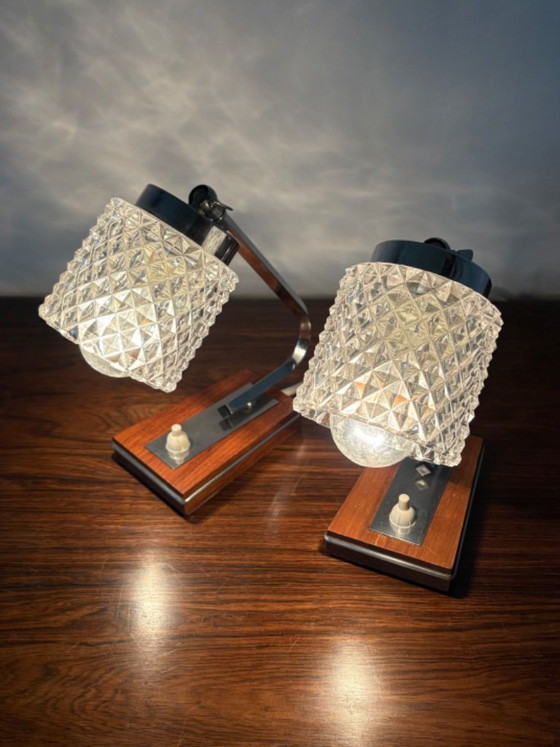 Vintage retro 70s German bedside lamps by Richard Essig – Table lamps, Glass (photo 2 of 12)