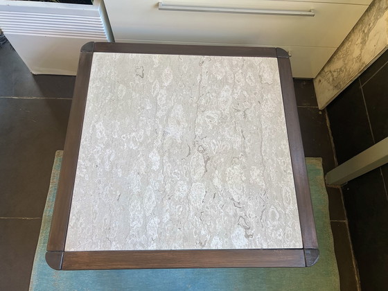 Mid-century Italian designer coffee table in travertine marble – vintage, Wood (photo 6 of 8)