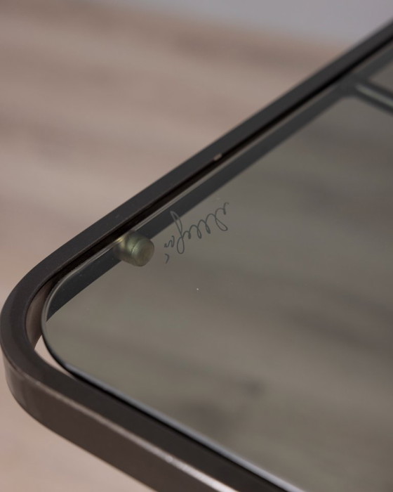 Image 1 of VINTAGE 1970S SIDE TABLE TROLLEY IN BLACK METAL AND GLASS BY ALLEGRI PARMA DESIGN