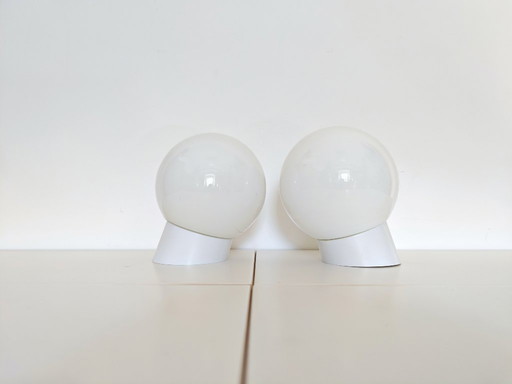 Vintage Wall Lamp / Set of 2 White Opal Globe Sconces/ Ceiling Light / Mid Century / Yugoslavia 1960's / Ceiling Light Cover