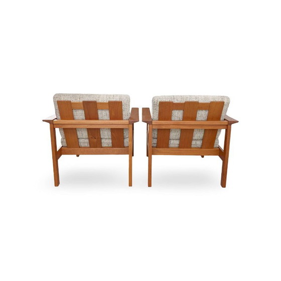 Lot de 2 Fauteuils Vintage tissu clair Vamo Møbelfabrik, Bois, Beige (photo 5 sur 9)