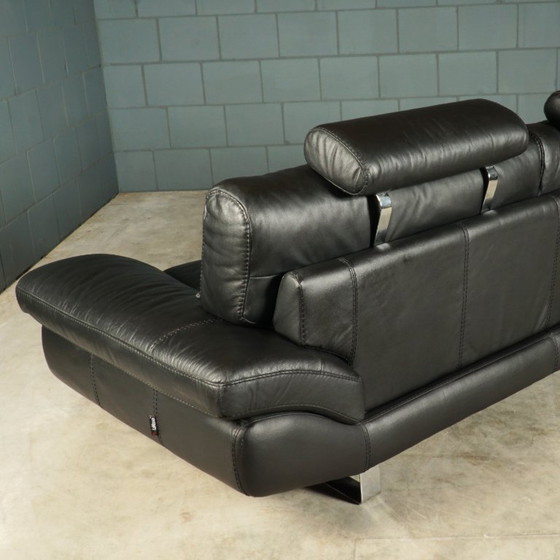 Image 1 of Divano a tre posti LaNouva – pelle nera – cromato