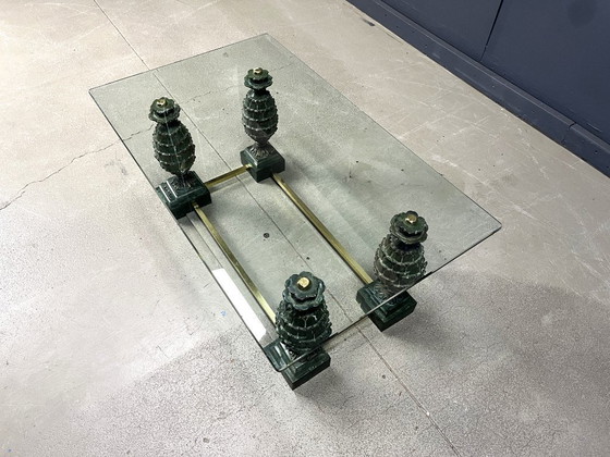 Image 1 of Mesa de centro de piña de latón, década de 1970