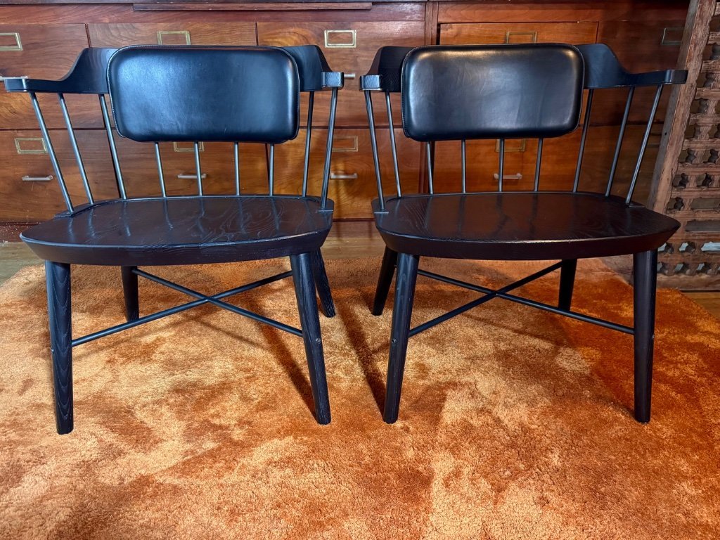 Stellar Works Exchange Lounge Chair set 2x black oak | €1,100