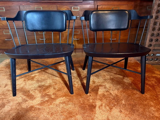 Stellar Works Exchange Lounge Chair set 2x zwart eiken