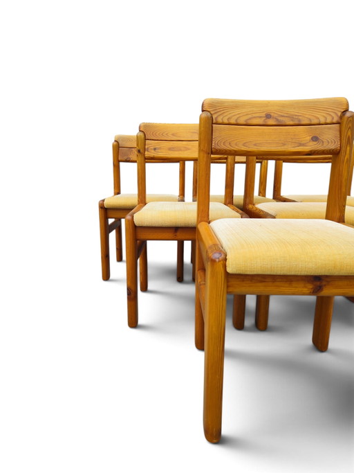 Franse grenen eetkamerstoelen uit de jaren 70 – Textile, Wood (photo 2 of 12)