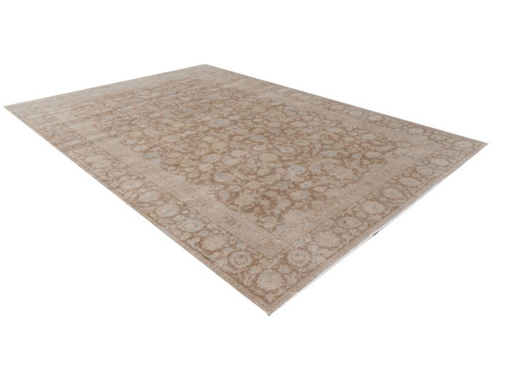 Image 1 of Vintage Ziegler Tabriz rug, brown and blue, 400 x 276 cm, for living room and dining room.