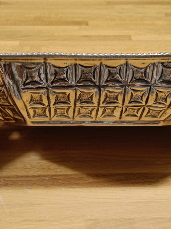 Image 1 of Vintage achthoekige metalen fruitschaal | Decoratief middelpunt in mid-century stijl