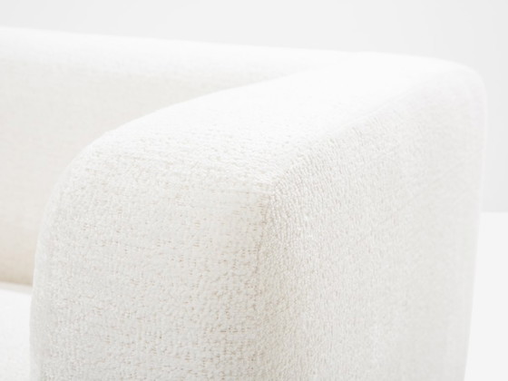 Image 1 of Divano brutalista italiano in noce massiccio e velluto di ciniglia bianco 1960