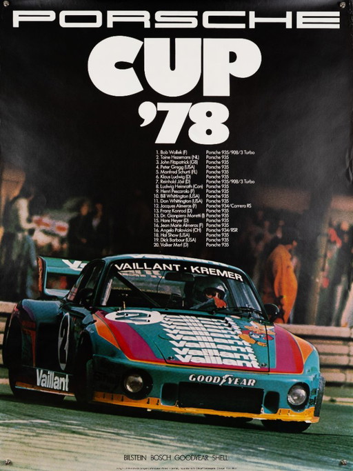 Porsche Cup '78 – Originele Vintage Porsche Poster van Werbeagentur Strenger – Vintage – 102x76 cm – Paper
