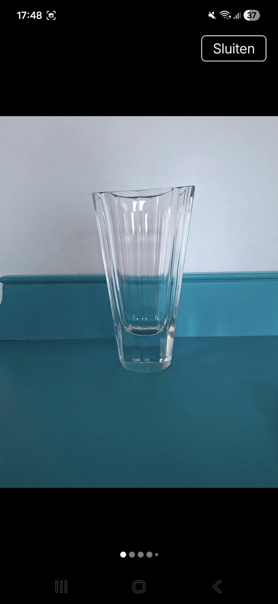 Image 1 of Hexagonal faceted crystal vase Mid-century modern