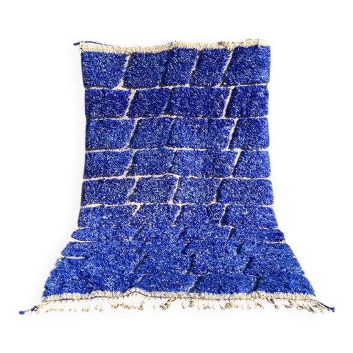 Alfombra bereber Beni Ouarain azul Majorelle, 250x150 cm – lana natural
