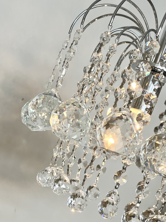 Image 1 of gemerkte SWAROVSKI STRASS kroonluchter hanglamp chrome vintage