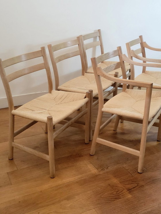 Image 1 of Juego de 6 sillas de comedor modelos CH46 y CH47 de Hans J. Wegner.