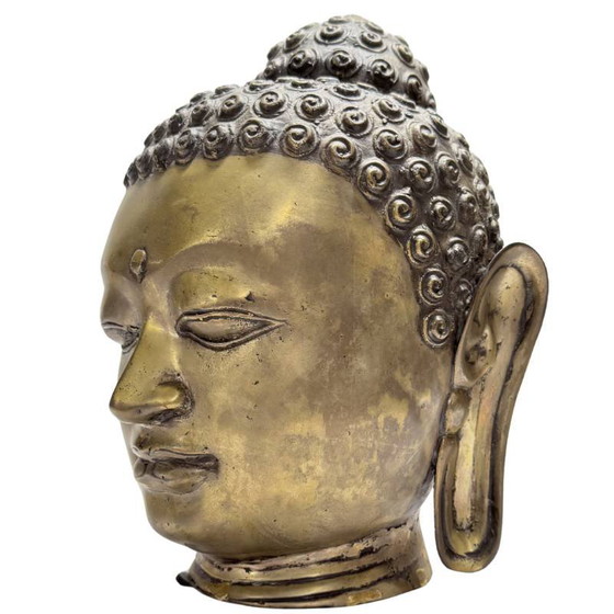 Cabeza de Buda Bronce – Dorada Antigua – Asia del Sur/Sudeste – Lote 467 – Esculturas, Bronze (photo 8 of 13)
