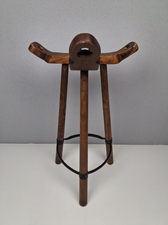 Vintage Marbella Barstools by Confonorm, Spain 1970s, Merk onbekend, Wood, Brown (photo 6 of 10)