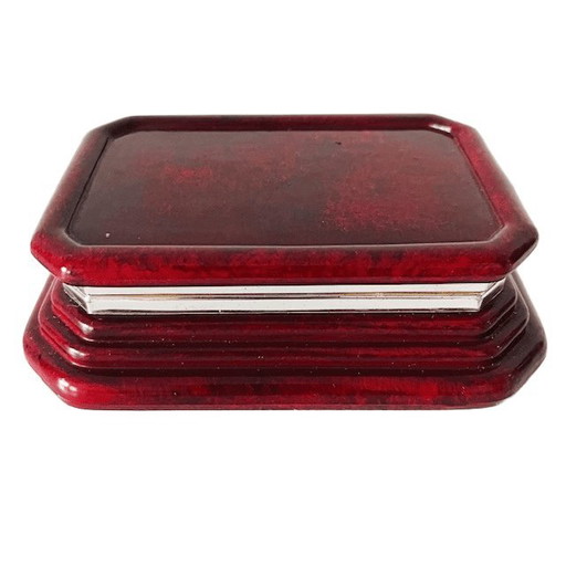 Vintage mid-century Florentine leather box red leather Florence design 1960s