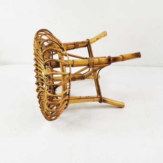 Image 1 of Kruk van rotan en bamboe, ontworpen door Franco Albini, Italië, jaren 60.