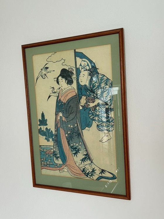 Image 1 of 7 tableaux japonais encadrés – Motif Hiroshige
