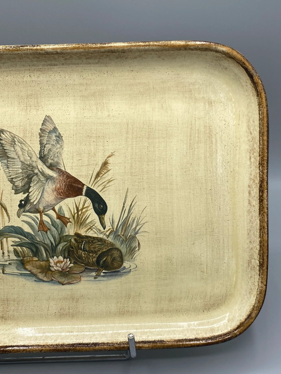 Vintage dienblad met eenden in riet, jaren 60-70 – Decoratieve objecten, Wood (photo 3 of 6)