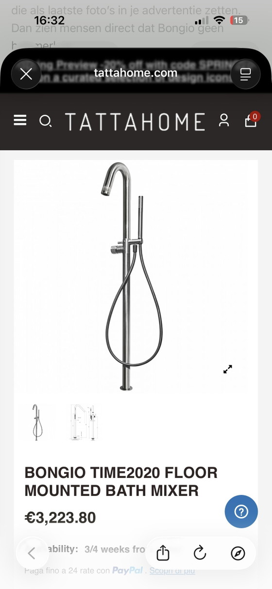Image 1 of Bongio vrijstaande design badkraan met natuurstenen voet – compleet met inbouwbox