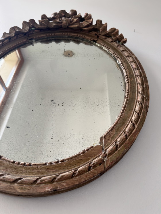 Image 1 of Antique Louis XVI Oval Knot Mirror