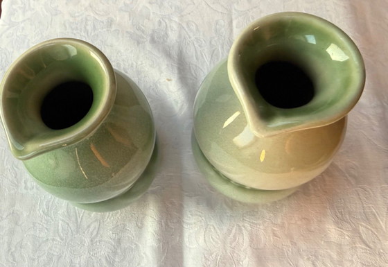 Juego de aceite y vinagre de cerámica checa Ditmar Urbach con bandeja pintada a mano. – Accesorios de mesa (photo 8 of 13)
