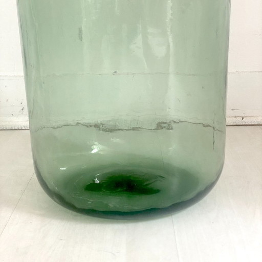 Vintage grüner Demijohn, 15 Liter