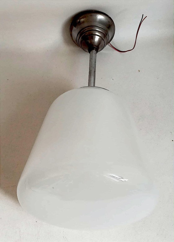 Image 1 of Suspension opaline Art Déco Hauteur 53 cm