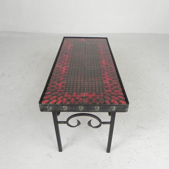 Mid Century Brutalist Tegeltafel, Met 10 Tegels En Stalen Frame, Jaren 60 – Bijzettafels, Iron, Ceramic (photo 9 of 22)