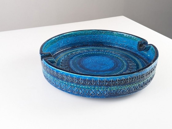 Image 1 of Giant Blue Ceramic Ashtray By Aldo Londi For Bitossi