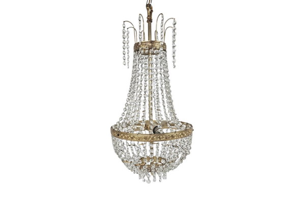 Image 1 of Lámpara de araña - Estilo Imperio - cristal - latón - siglo XX