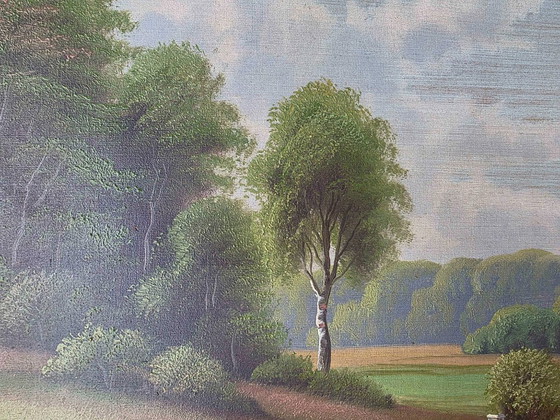 Dipinto a olio paesaggistico originale di metà secolo di Inge Basballe – Dipinti e disegni, Tela (photo 9 of 11)