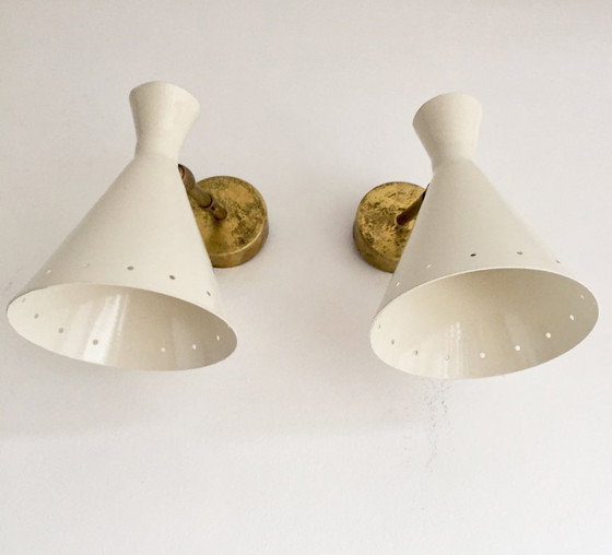Image 1 of Pair of Italian design wall lights from the 1950s