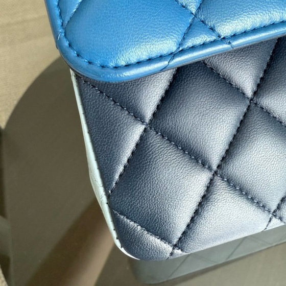 Image 1 of Chanel Classic Flap Medium - 25CM Quilted Lambskin Tri-Color Blue Silver Hardware Series 22