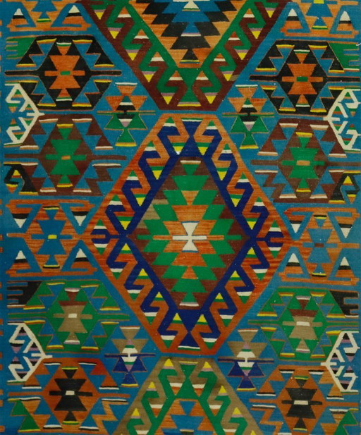 Vintage Anatolian Kilim Rug 325x165 cm – Large Colorful Geometric Handwoven Wool Flatweave (photo 2 of 10)