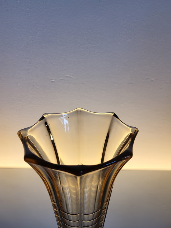 Image 1 of Val Saint Lambert Art Deco Vase, Luxval Serie Modell Montesquieu, Fumé Farbe, Belgien