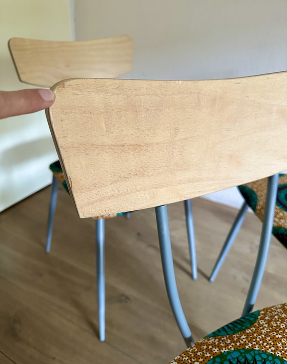 Image 1 of 3x stoelen vintage reconditionné wax africain