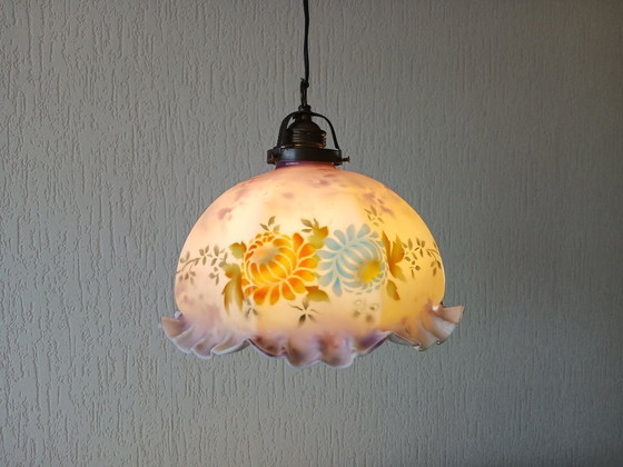 Image 1 of Art Deco Pendant Lamp – Opaline Glass - Vintage